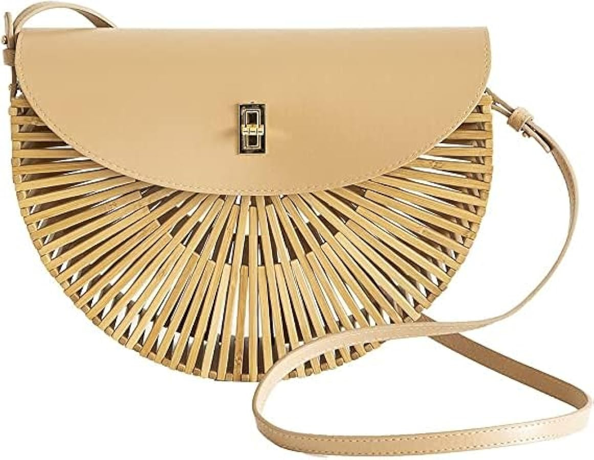 Handwoven Bamboo Bag Summer Straw Purse Crossbody Bags for Women Natural Handmade Beach Bamboo Pu... | Amazon (US)
