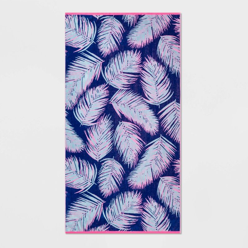 XL Feather Print Beach Towel Blue - Sun Squad™ | Target