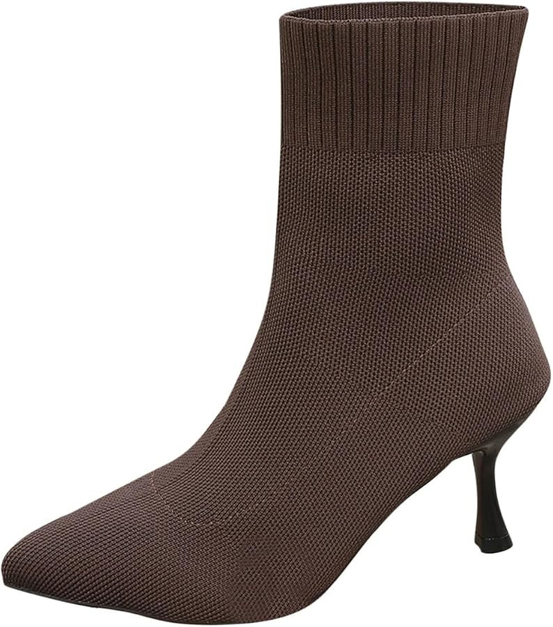 Ankle Boots for Women Stiletto Low Heel Sock Booties Fall Winter Pointed Toe Slim Boot Pull On St... | Amazon (US)