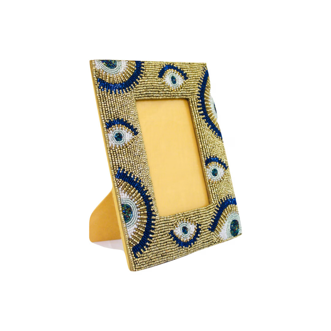 Evil Eye Photo Frame - Blue, Gold | Wolf & Badger (US)
