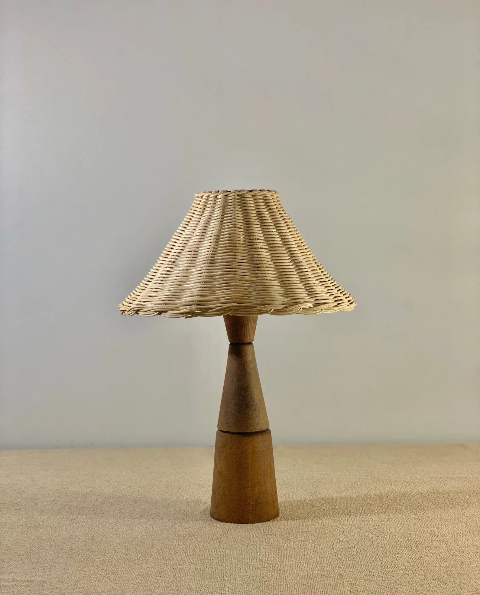 CLASSIC Mid-Century Mediterranean Handicraft Table Lamp, Handmade Rattan Lampshade, Handcraftig O... | Etsy (US)
