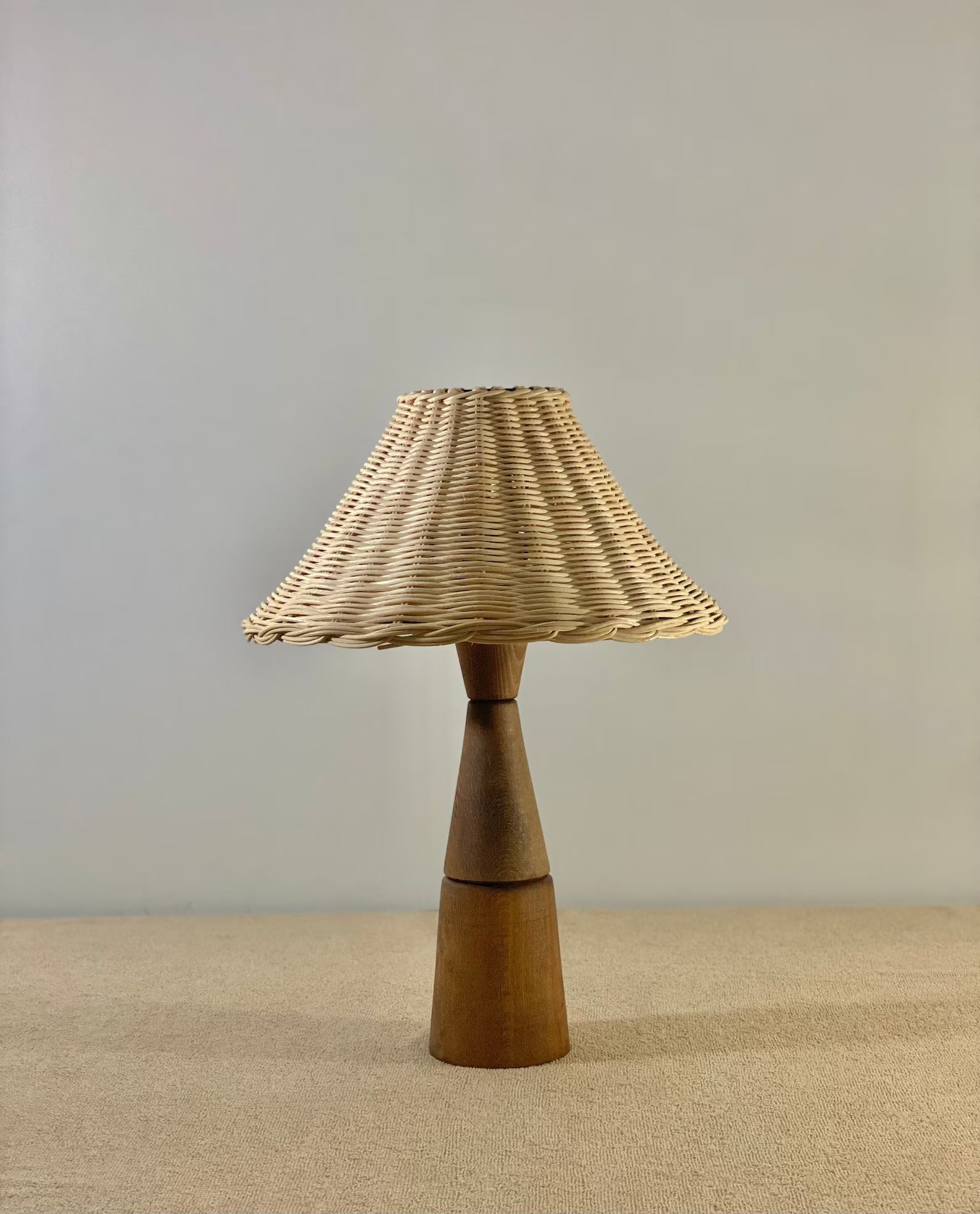 CLASSIC Mid-Century Mediterranean Handicraft Table Lamp, Handmade Rattan Lampshade, Handcraftig O... | Etsy (US)