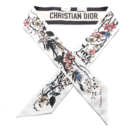 CHRISTIAN DIOR Silk Rosa Mutabilis Mitzah Scarf Beige | Fashionphile