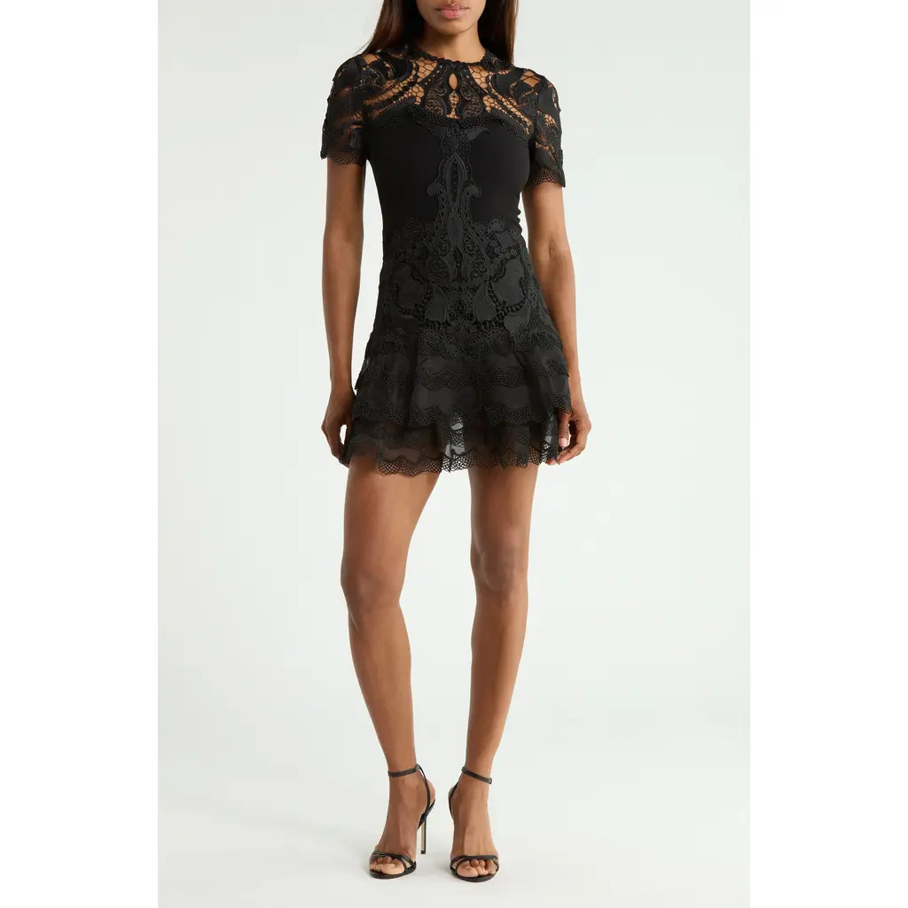 Simkhai Paislee Guipure Lace Minidress in Black at Nordstrom Rack, Size 0 | Nordstrom Rack
