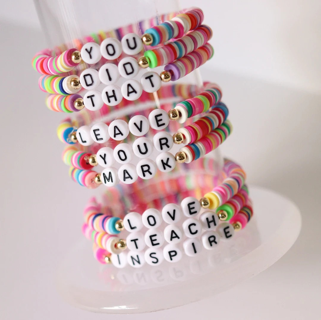 Custom Bead Name Bracelet, Teacher Christmas Gift,teacher Appreciation Gift,school Educator,tutor... | Etsy (US)