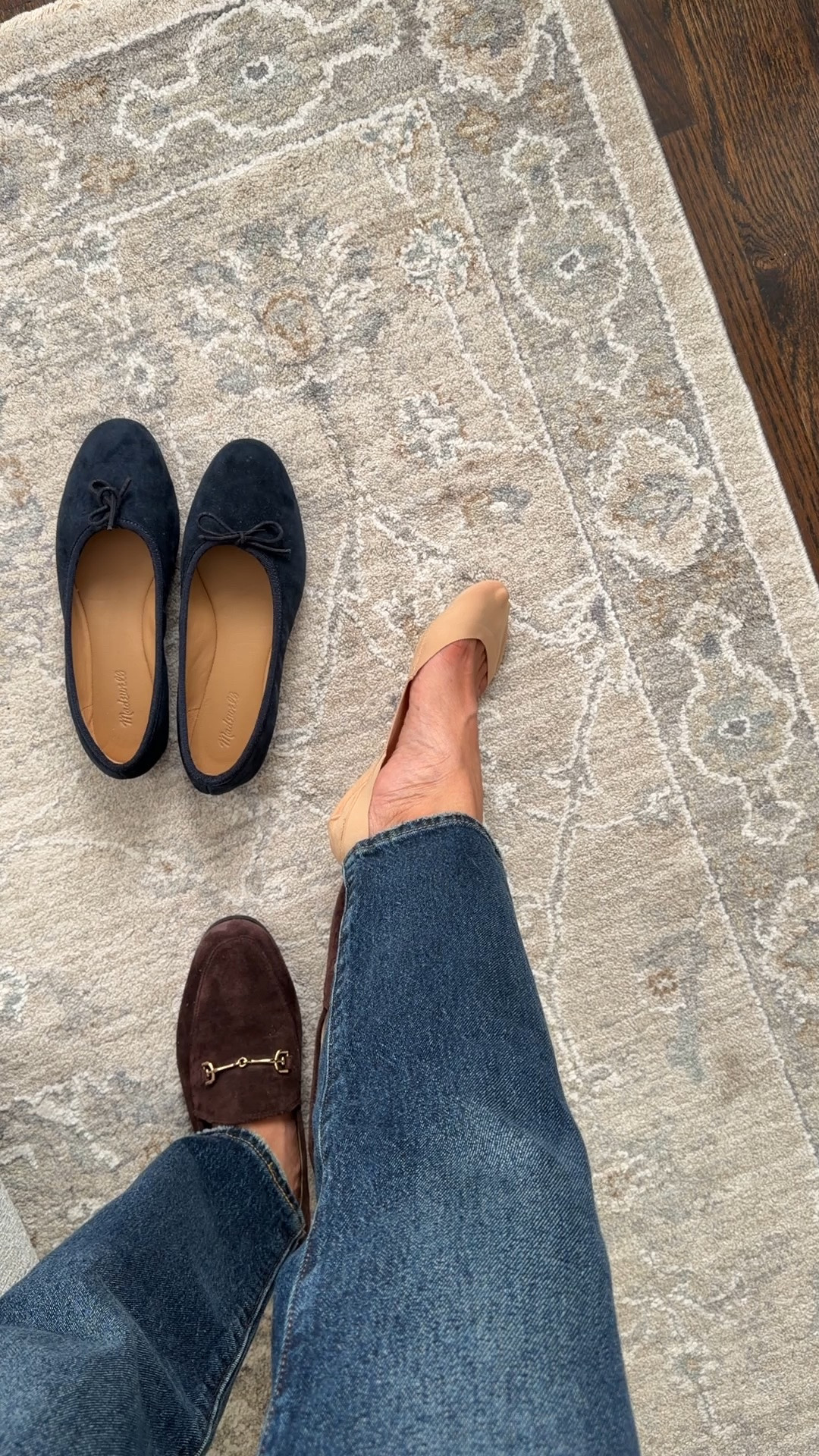 Thin no-show socks with a grip heel. These are size 6-9 and just barely fit me, so if you're a small size 5 or below they may be too loose.
• Sam edelman loafers 5.5 very comfy and TTS
• Levi’s jeans 24 x 26 length very petite friendly 
• Madewell ballet flats 5.5  
• Quince rug

#LTKmomlife #LTKWorkwear #LTKPetite