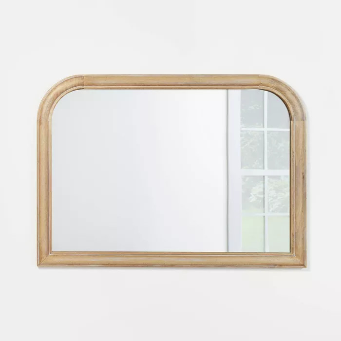 36" x 26" Wooden Mantel Decorative Wall Mirror Natural - Threshold™ designed with S... | Target