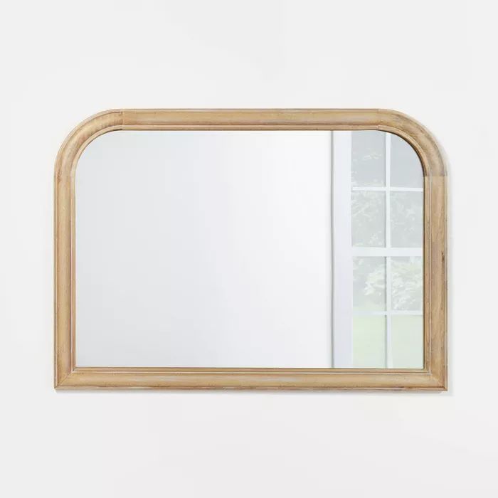 36&#34; x 26&#34; Wooden Mantel Decorative Wall Mirror Natural - Threshold&#8482; designed with S... | Target