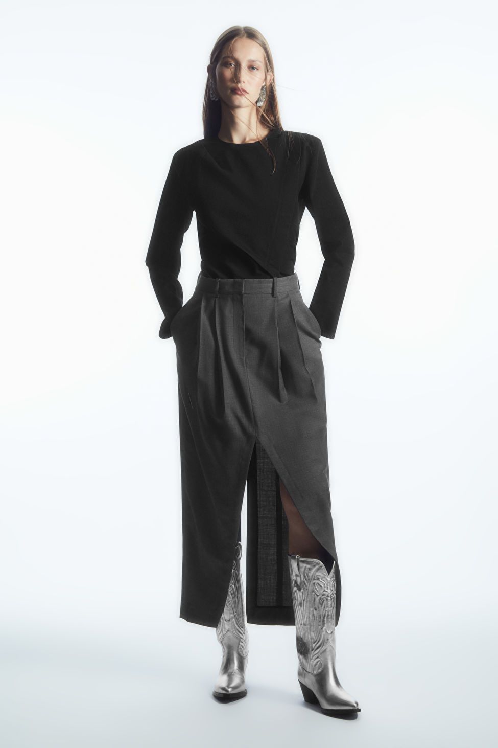 DECONSTRUCTED WOOL PENCIL SKIRT - DARK GRAY - Skirts - COS | COS (US)