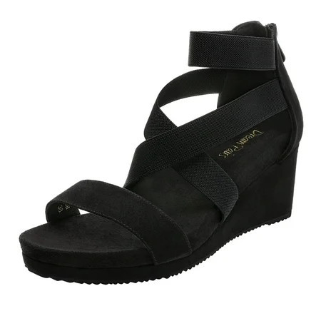 Dream Pairs Women s Elastic Ankle Strap Sandals Wedge Open Toe Platform Sandals Nini-3 Black Size 9.5 | Walmart (US)
