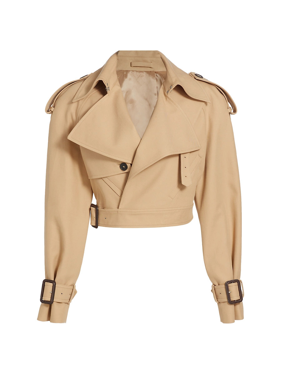 Women's Perfecto Cotton Crop Trench Coat - Khaki - Size XS | Saks Fifth Avenue