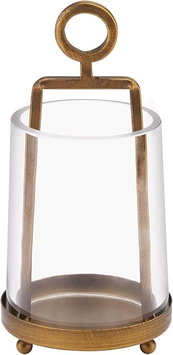 3.3" Wide Modern Farmhouse Metal Hurricane Candle Holder with Handmade Sturdy Glass Sleeve in Ant... | Amazon (US)