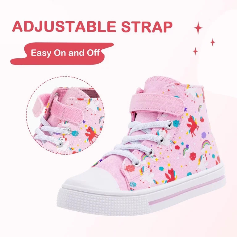 EUXTERPA Toddler High Top Canvas Sneakers Girls Pink Casual Walking Shoes Little Kid Size 12 | Walmart (US)