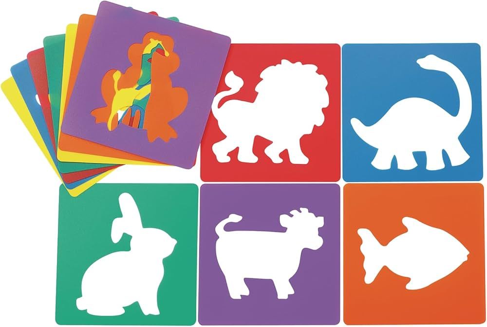 Colorations - EANST Animal Shape Stencils Set of 12 8" Plastic Stencils for Kids Arts and Crafts ... | Amazon (US)