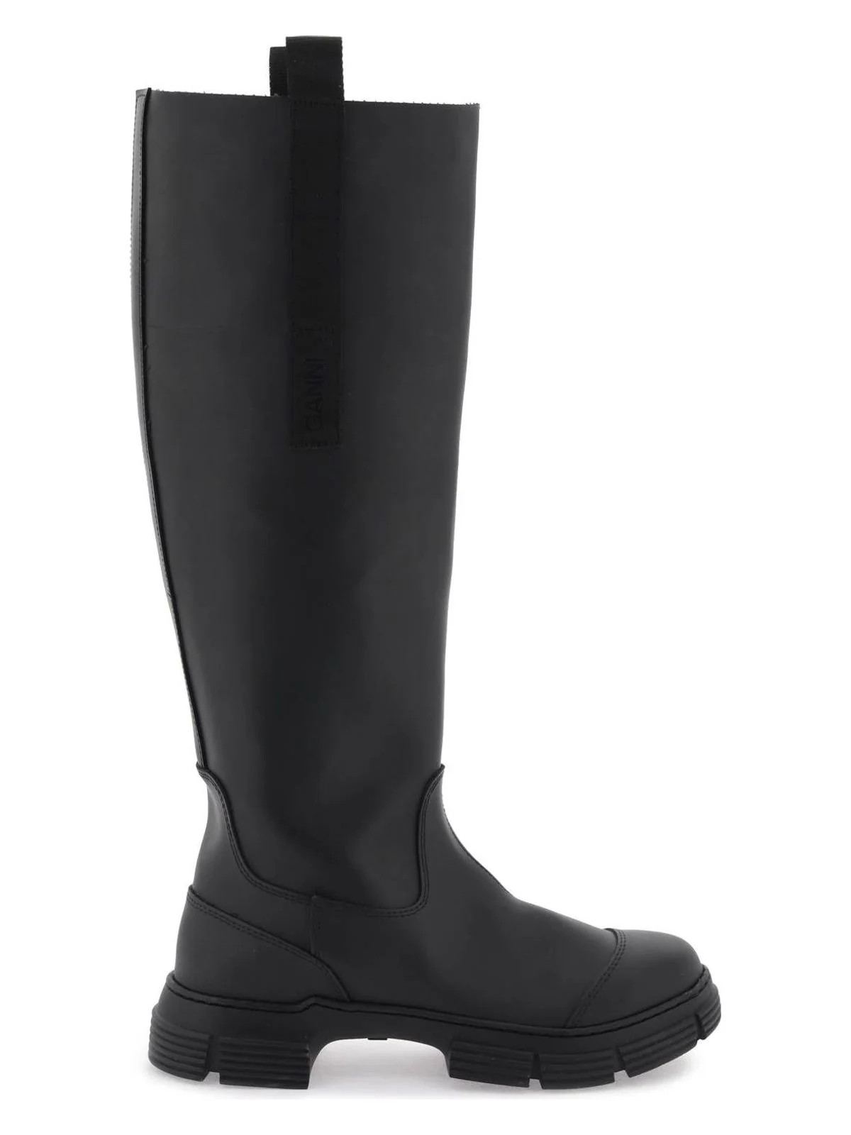 Ganni Women's Recycled Rubber Country Boots in Black | Size 38 | S2172 | LOZURI