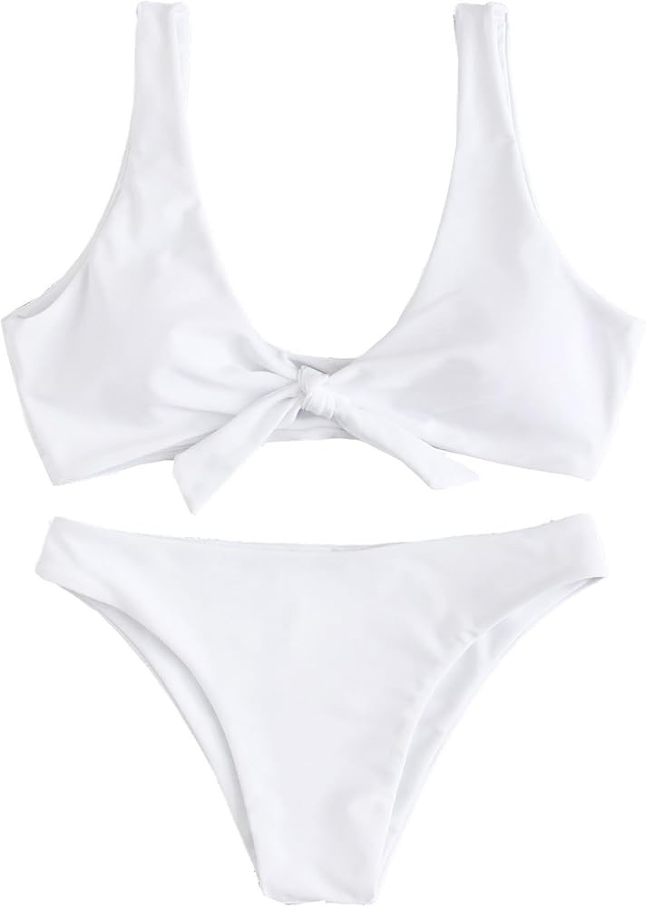 SweatyRocks Women's Sexy Bikini Swimsuit Tie Knot Front Swimwear Set | Amazon (US)