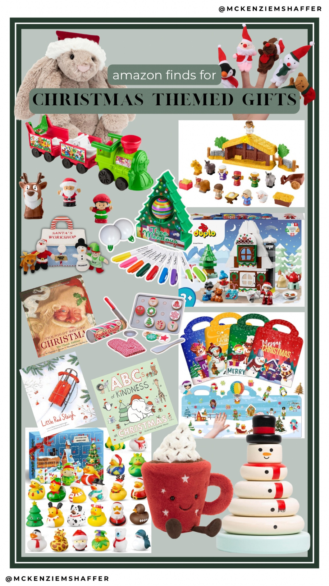 gift guide — Christmas themed gifts 🎅🏼 | Amazon finds | holiday gifting ideas | gifts for toddlers and kids | advent calendar | nativity scene | Santa LEGO set | Christmas board books | ornament decorating | holiday finger puppets | holiday jelly cats 

#LTKHoliday #LTKKids #LTKGiftGuide