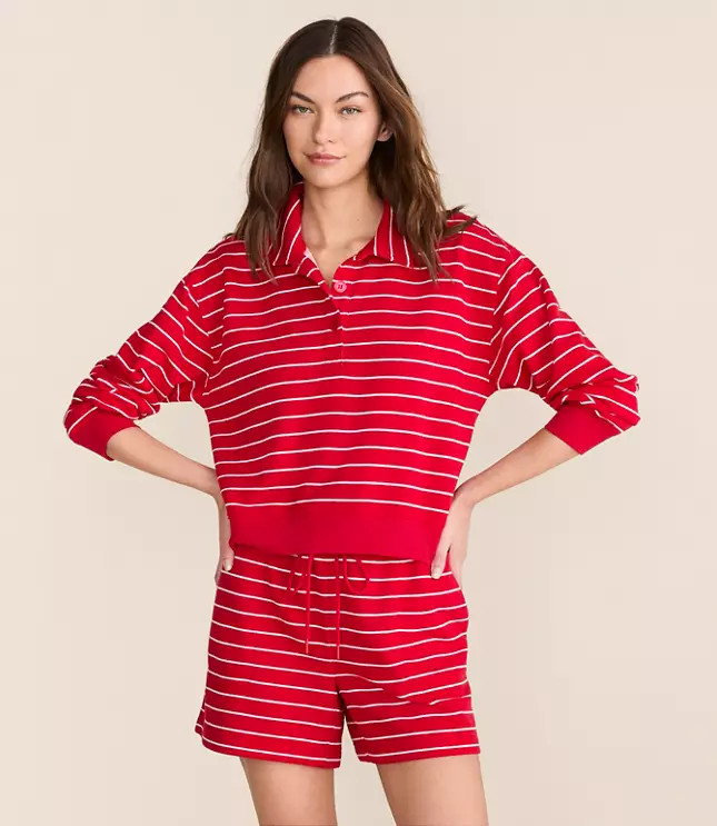 Lou & Grey Striped Terrysoft Polo Top | LOFT