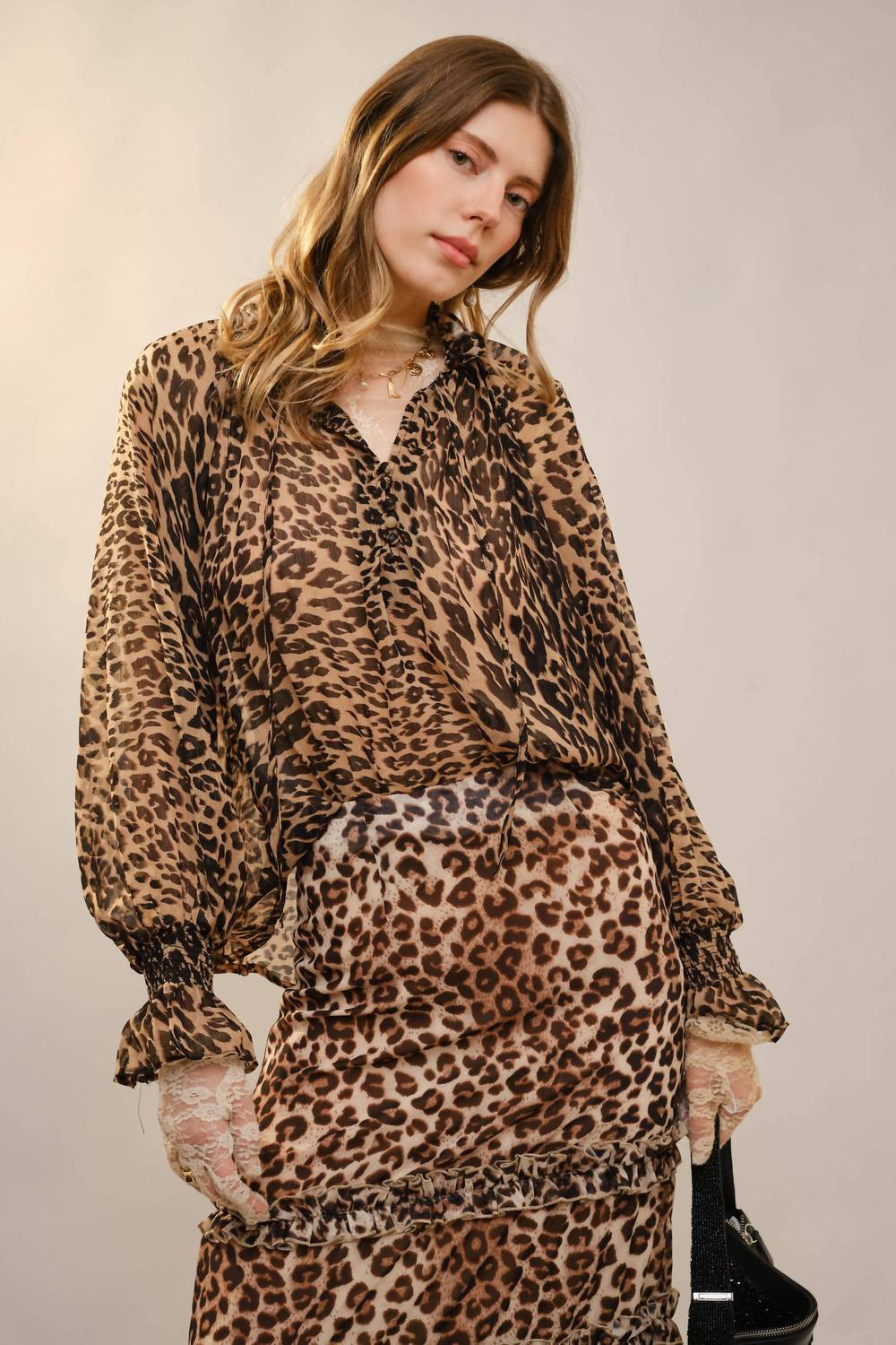Leopard Peasant Blouse In Animal Print | Shop Simon