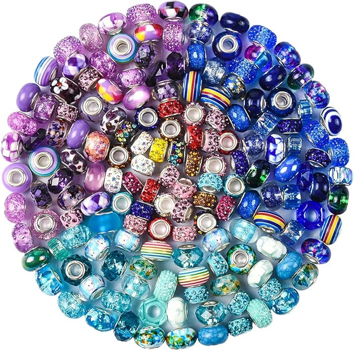 Aipridy Assortment European Large Hole Beads Spacer Beads Rhinestone Craft Beads for DIY Charms B... | Amazon (US)