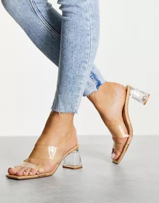 Stradivarius heeled mule in clear | ASOS (Global)