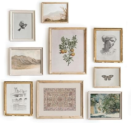 Lucky Numen Vintage Wall Art, Botanical Prints, Set of 9 (2pcs 11x14, 4pcs 8x10, 3pcs 6x8) for Li... | Amazon (US)