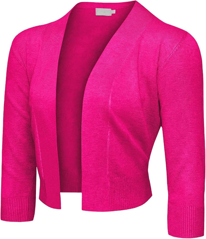 G-Style USA Women's 3/4 Sleeve Open Front Lightweight Cropped Shrug Cardigans Sweaters (S-XL) | Amazon (US)