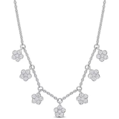 Belk & Co 1/3 Ct. T.w. Diamond Floral Station Necklace In 14K White Gold | Belk