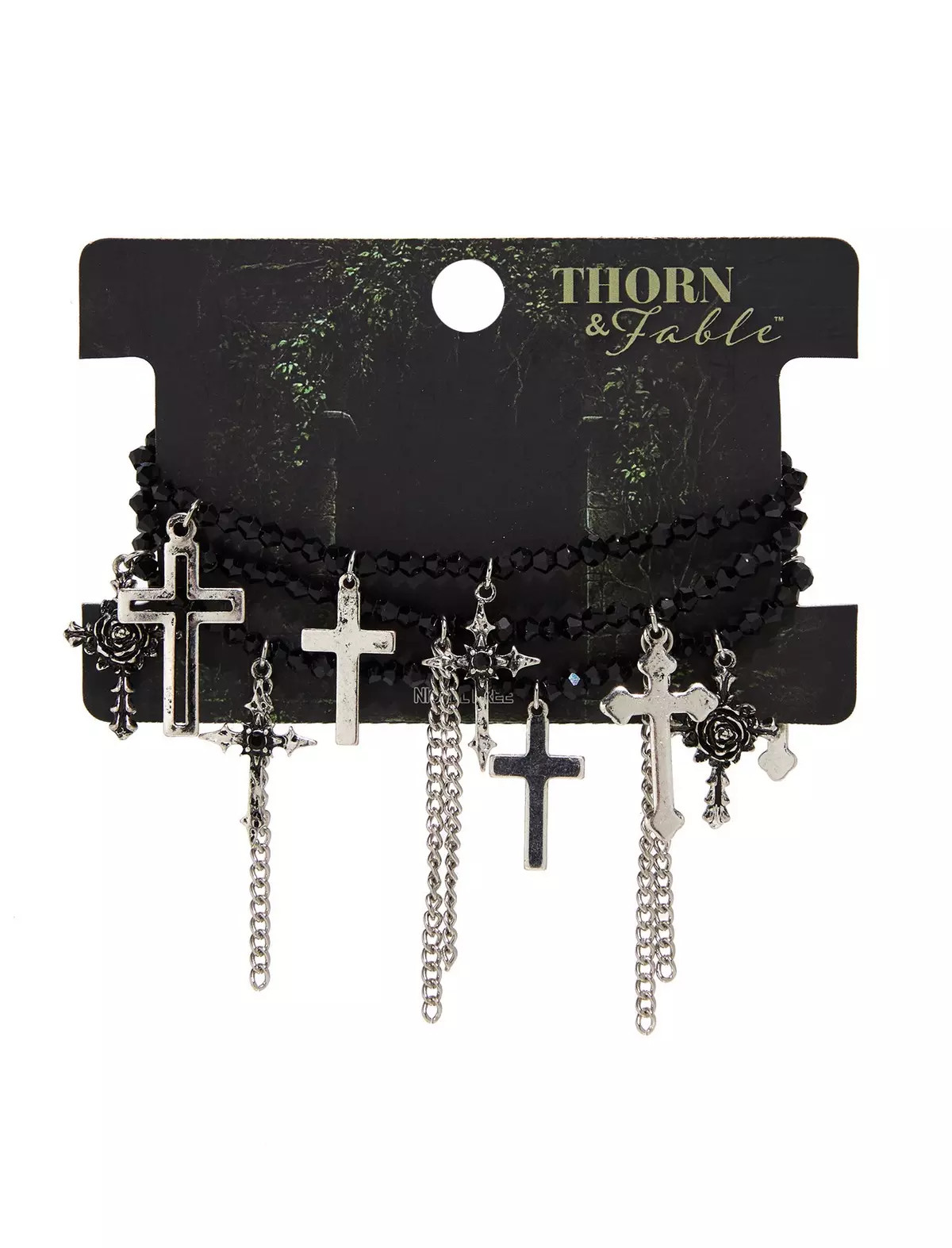 Thorn & Fable Cross Multi Layer Bead Bracelet | Hot Topic