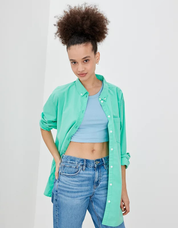 AE Oversized Oxford Button-Up Shirt | American Eagle Outfitters (US & CA)