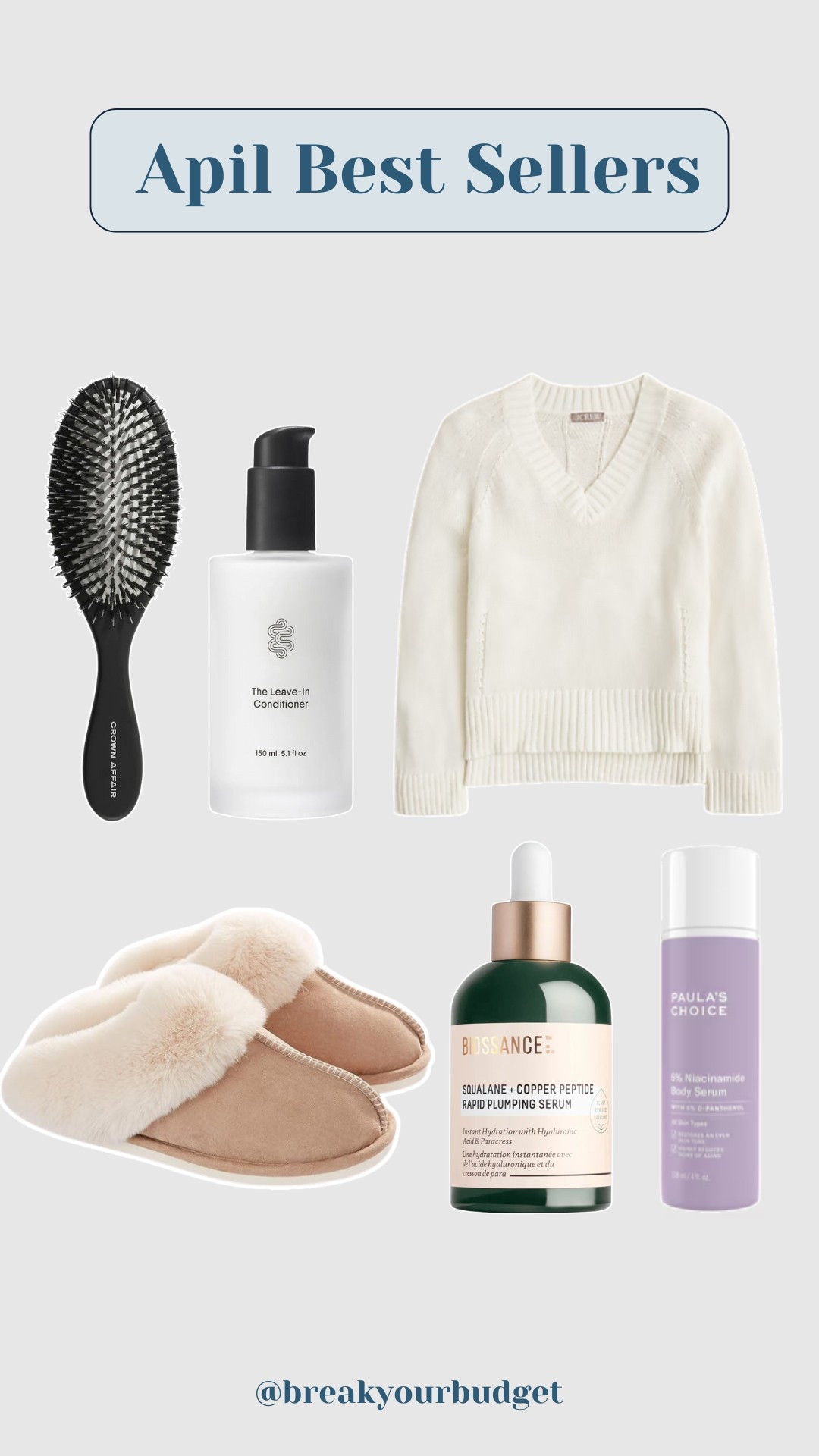 My April top sellers! #MonthlyBest #AprilTopSellers #TopSellingProducts #Paula‘sChoice #J.Crew #CrownAffair #Amazon #BreakYourBudget

#LTKStyleTip #LTKSeasonal #LTKBeauty