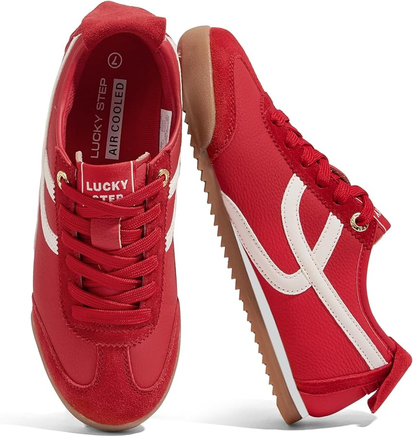 LUCKY STEP Women's Retro Fashion Sneakers Thin Sole Casual Walking Lightweight Tennis Trainers Ru... | Amazon (US)