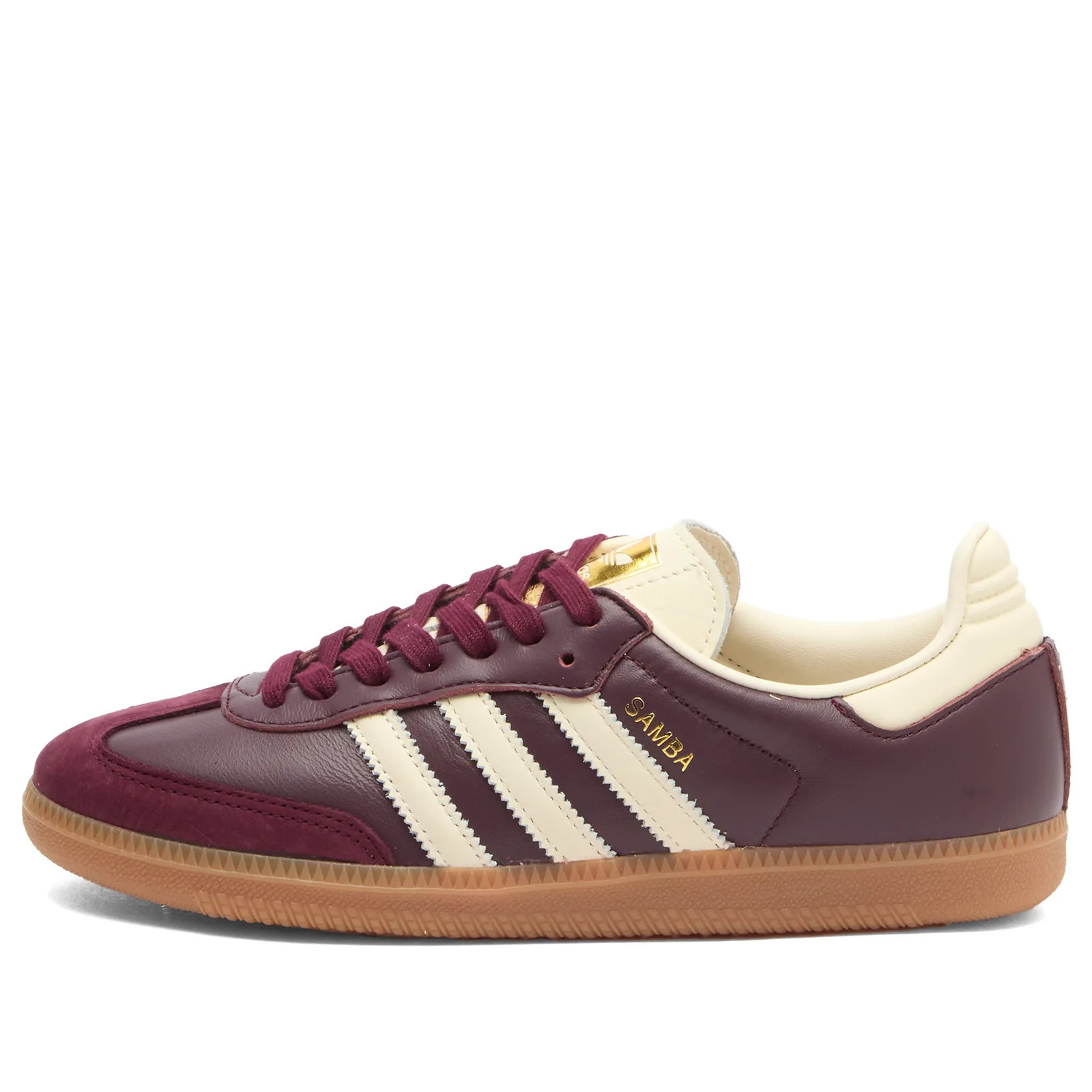 Adidas Samba OG Sneakers in Maroon/Cream White/Gold Met., Size UK 6 | END. Clothing