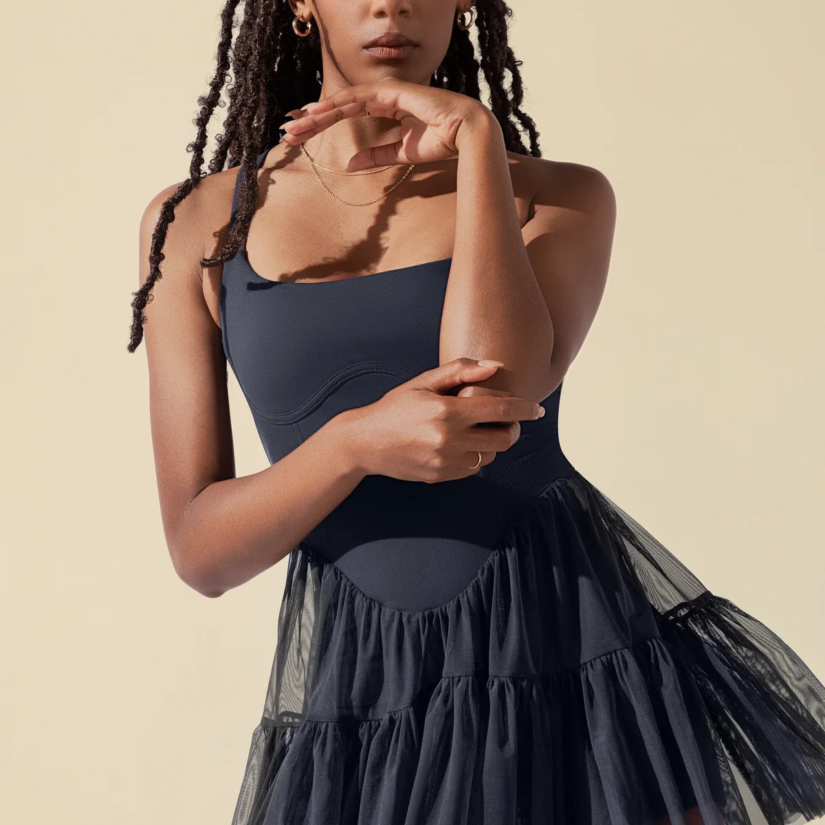 Corset Pirouette Dress - Smoky Navy | POPFLEX