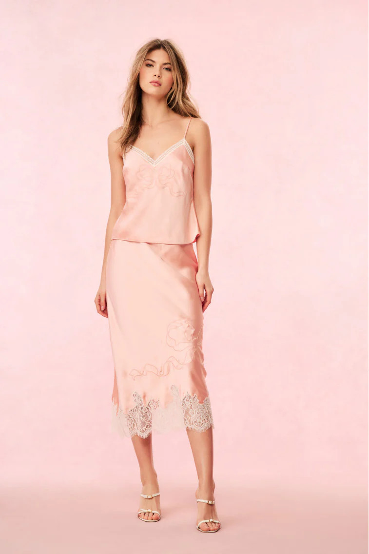 Malina Satin Midi Slip Skirt | LoveShackFancy