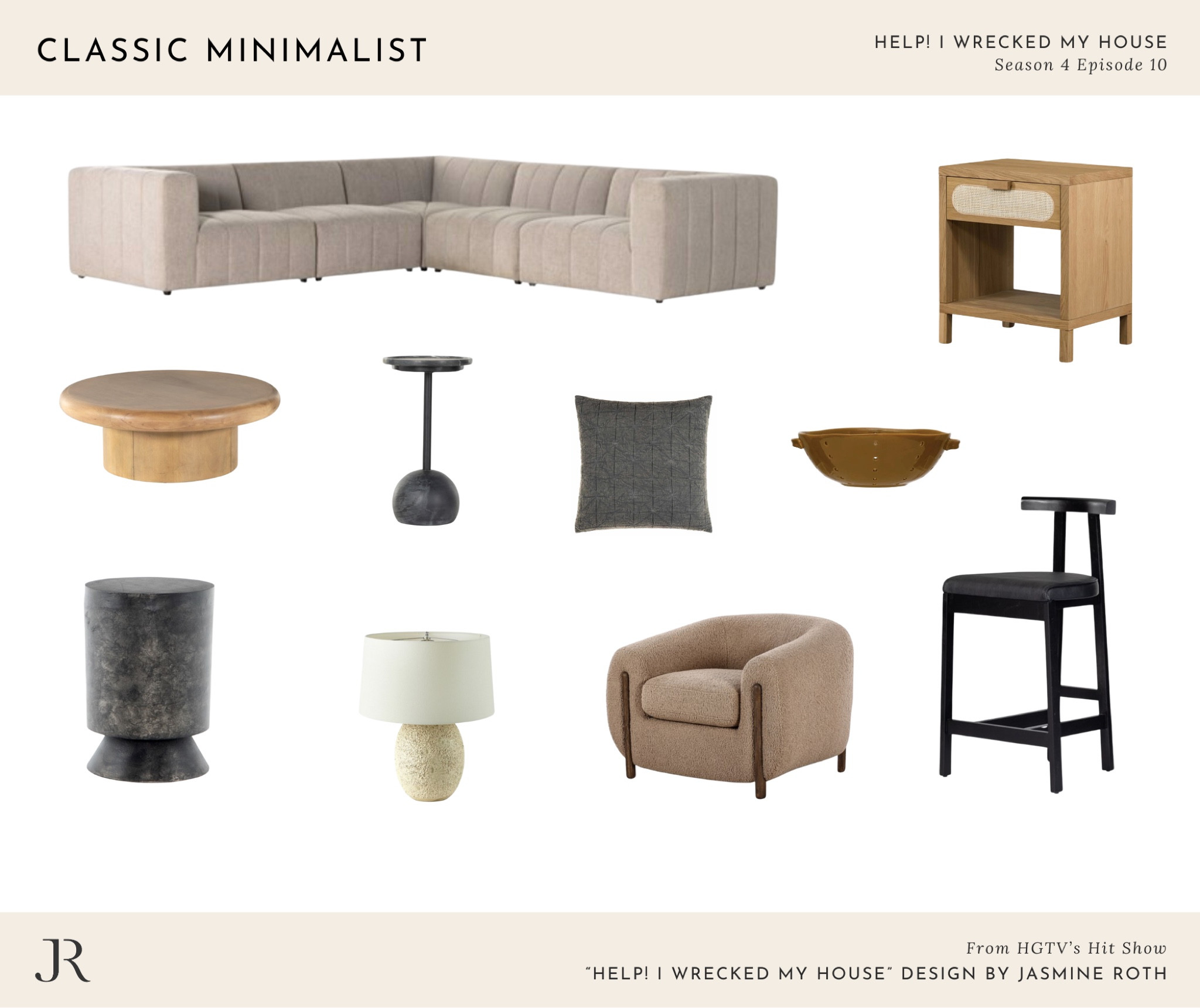 Shop the look - Help! I Wrecked My House Season 4 Episode 10 featuring a classic minimalist home design with neutral furniture and functional storage ideas #homedecor #budgetdecor #interiordesign #homedesign #livingroom

#LTKHome