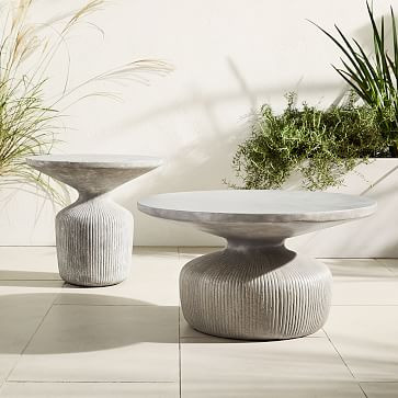 Tambor Concrete Outdoor Drum Coffee Table & Side Table Set | West Elm (US)