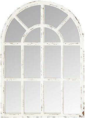 Stone & Beam Vintage Farmhouse Wooden Arched Mantel Mirror, 36.25"H, Whitewash | Amazon (US)