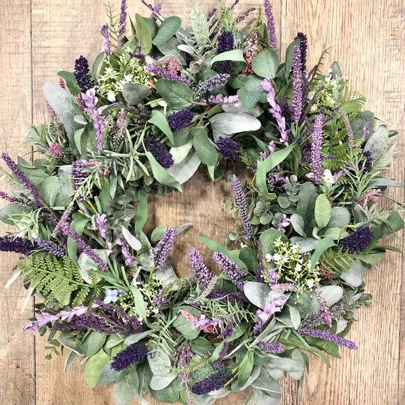 Lavender Wildflower Wreath, Lamb’s Ear Wreath, Spring Wreath, Summer Wreath, Farmhouse Wreath, ... | Etsy (US)