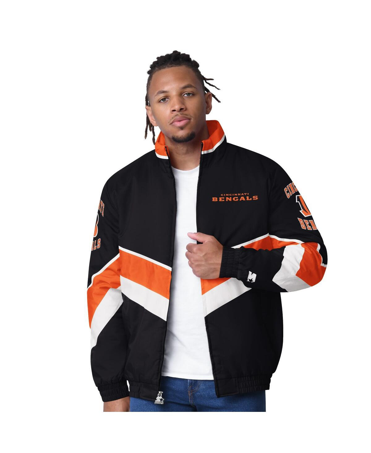 Starter Men's Black Cincinnati Bengals Captain Satin Varsity Jacket - Black | Macy's