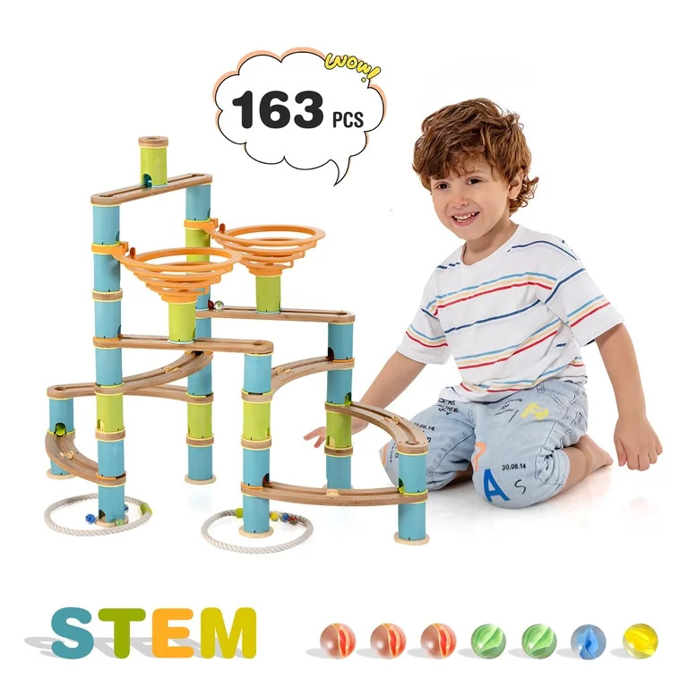 Costway Wooden Marble Run Construction 162PCS STEM Educational Learning Toys for Kid | Walmart (US)