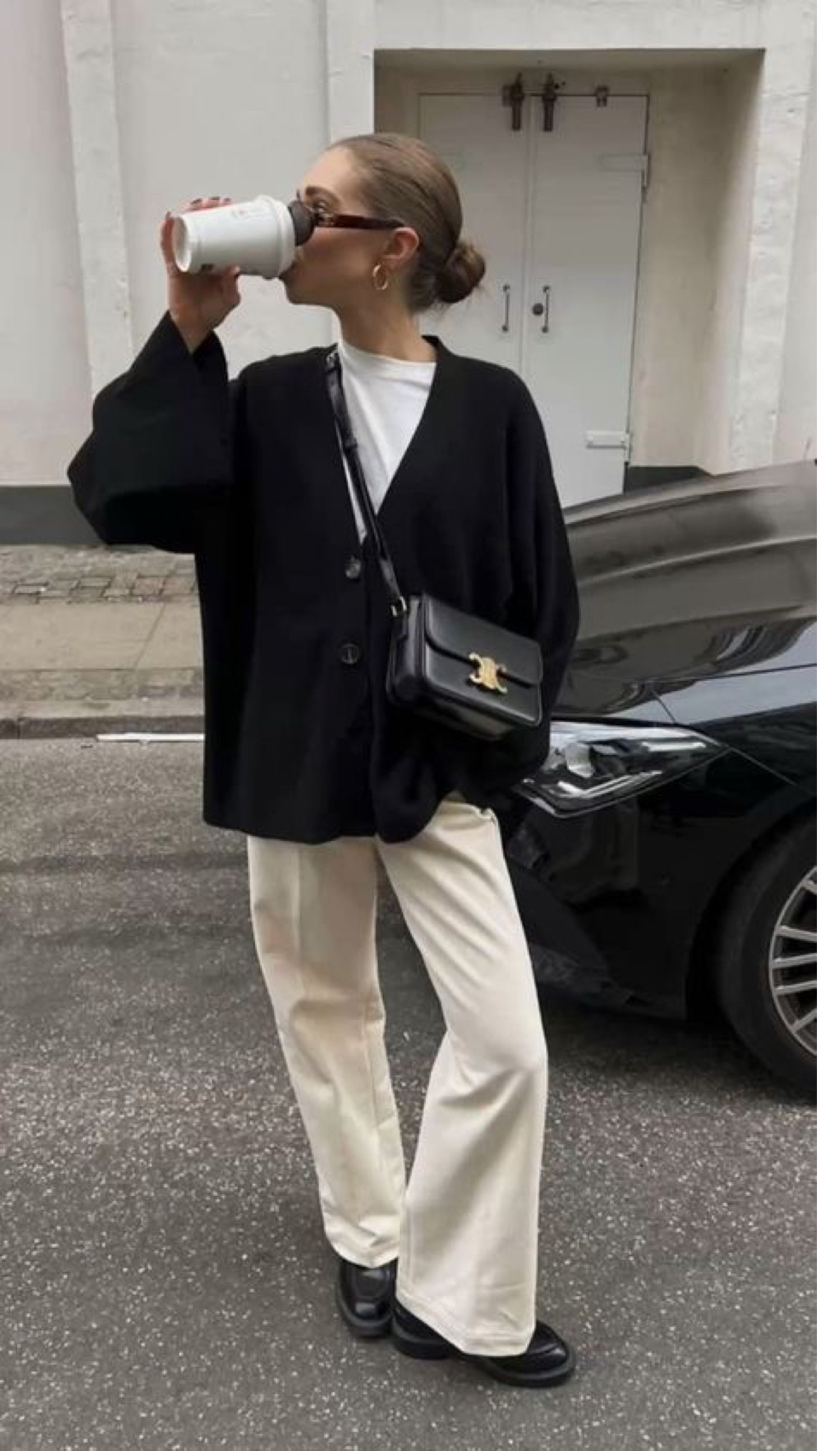 Casual work outfit inspo | Black cardigan with tan trouser pants  

#LTKfindsunder50 #LTKSpringSale #LTKworkwear