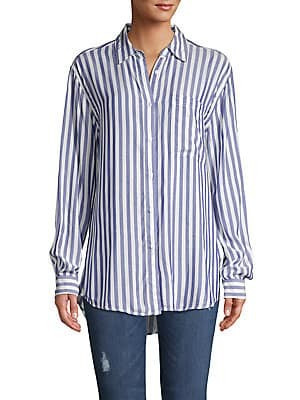 Striped Button-Front Blouse | Lord & Taylor