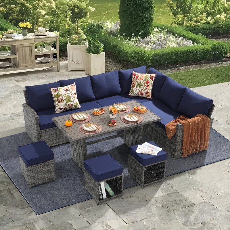 Atvars Wicker 9 - Person Outdoor Seating Group with Cushions | Wayfair North America