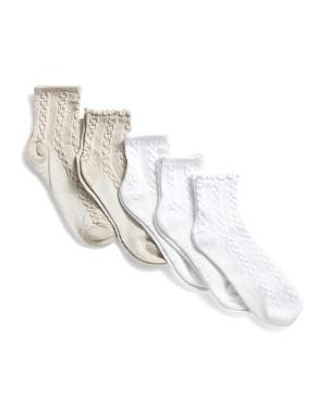 5pk Lettuce Edge Cable Knit Ankle Socks | TJ Maxx