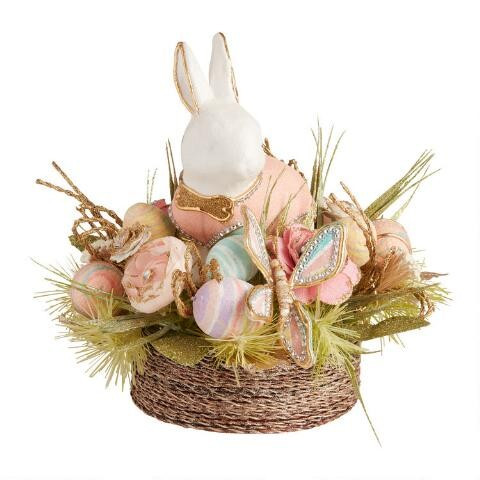 Pier Place Bunny Centerpiece With Faux Flowers | World Market