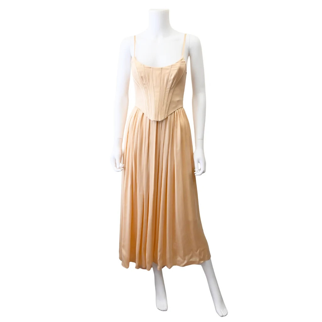 Silk Corset Midi Dress S / PEAC / New | Clotheshorse Anonymous