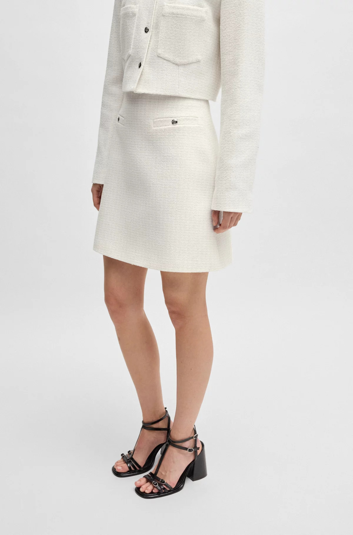Pocket-detail mini skirt in cotton-blend bouclé | Hugo Boss (UK)