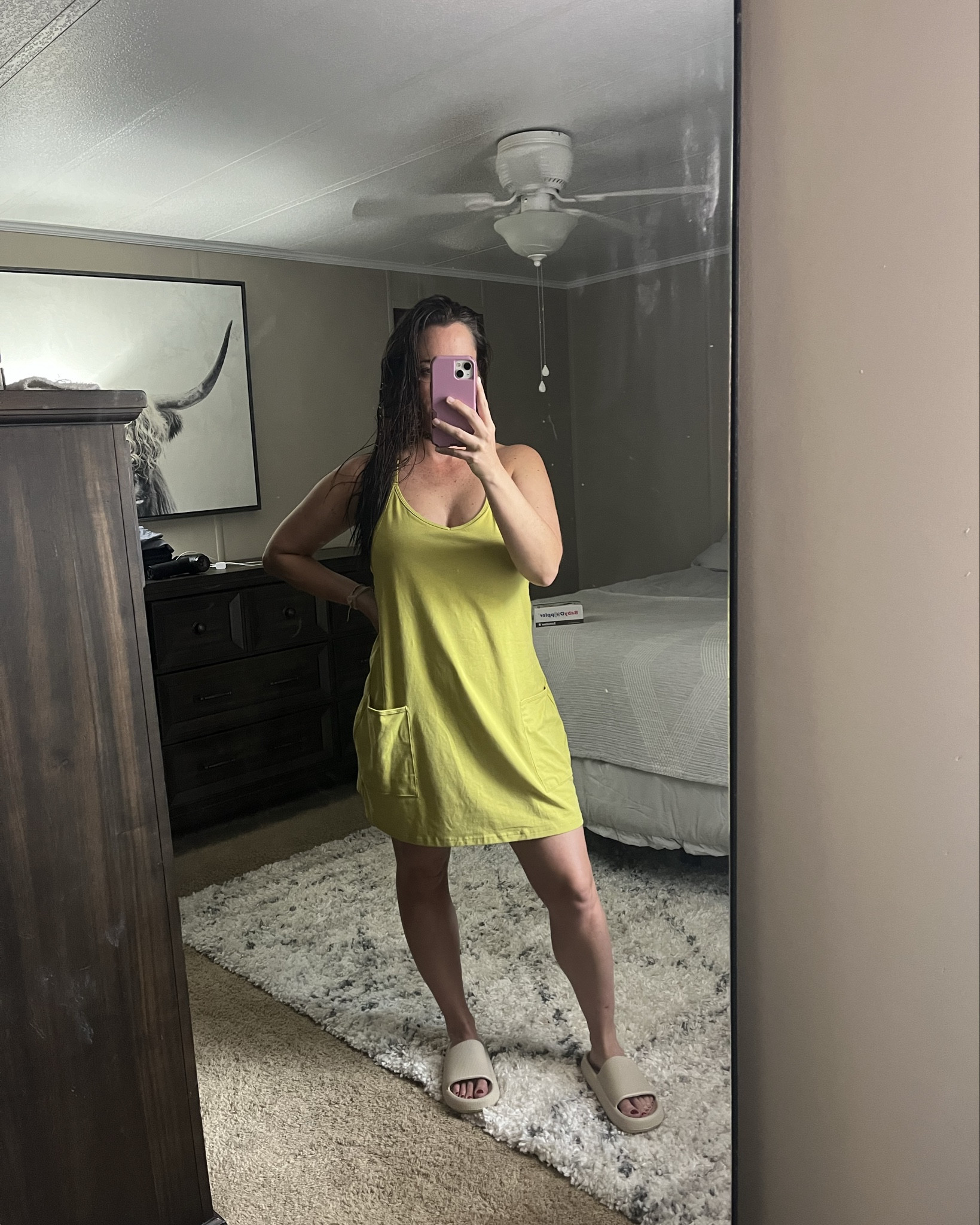 A dress AND a romper?! Dromper?😆🙌🏼 Thick good quality fabric.  Stretchy and comfy.  Lots of colors! Perfect for lounging around the house or out running errands.  OBSESSED.