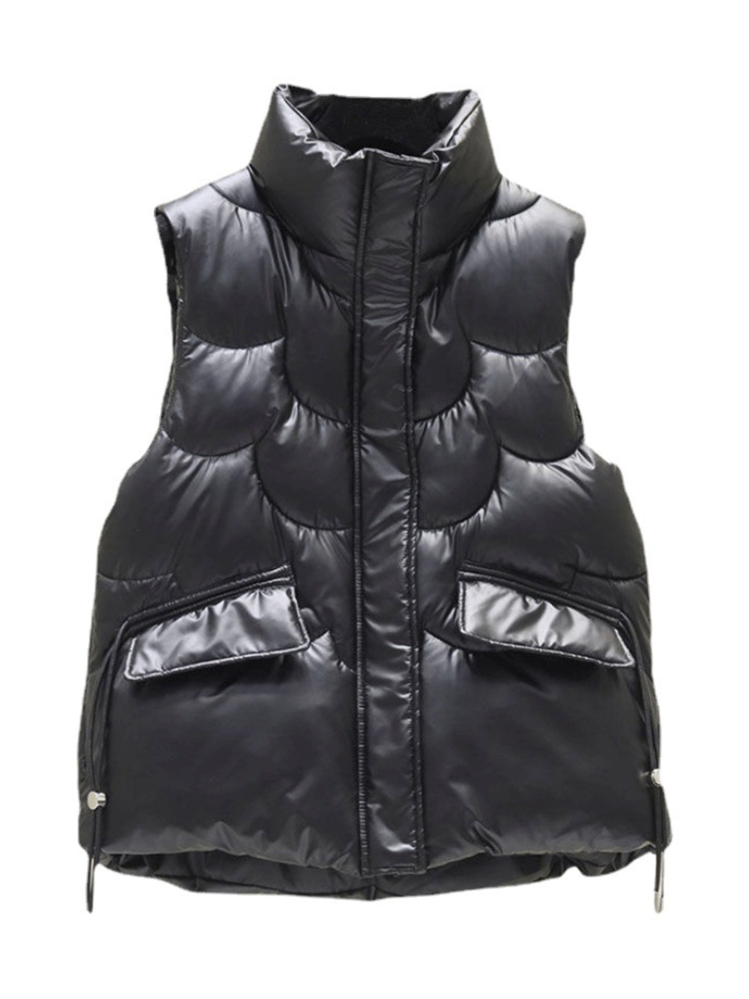 Frontwalk Winter Thermal Loose Puffer Coat for Women Casual Zipper Waistcoat Solid Color Stand Co... | Walmart (US)